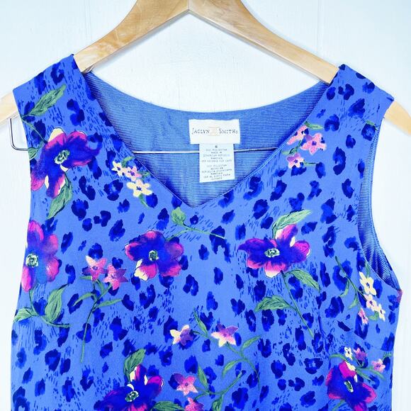 Jacyln Smith Vintage Sleeveless Floral V Neck Shift Dress Women's Size 6 - Picture 4 of 5